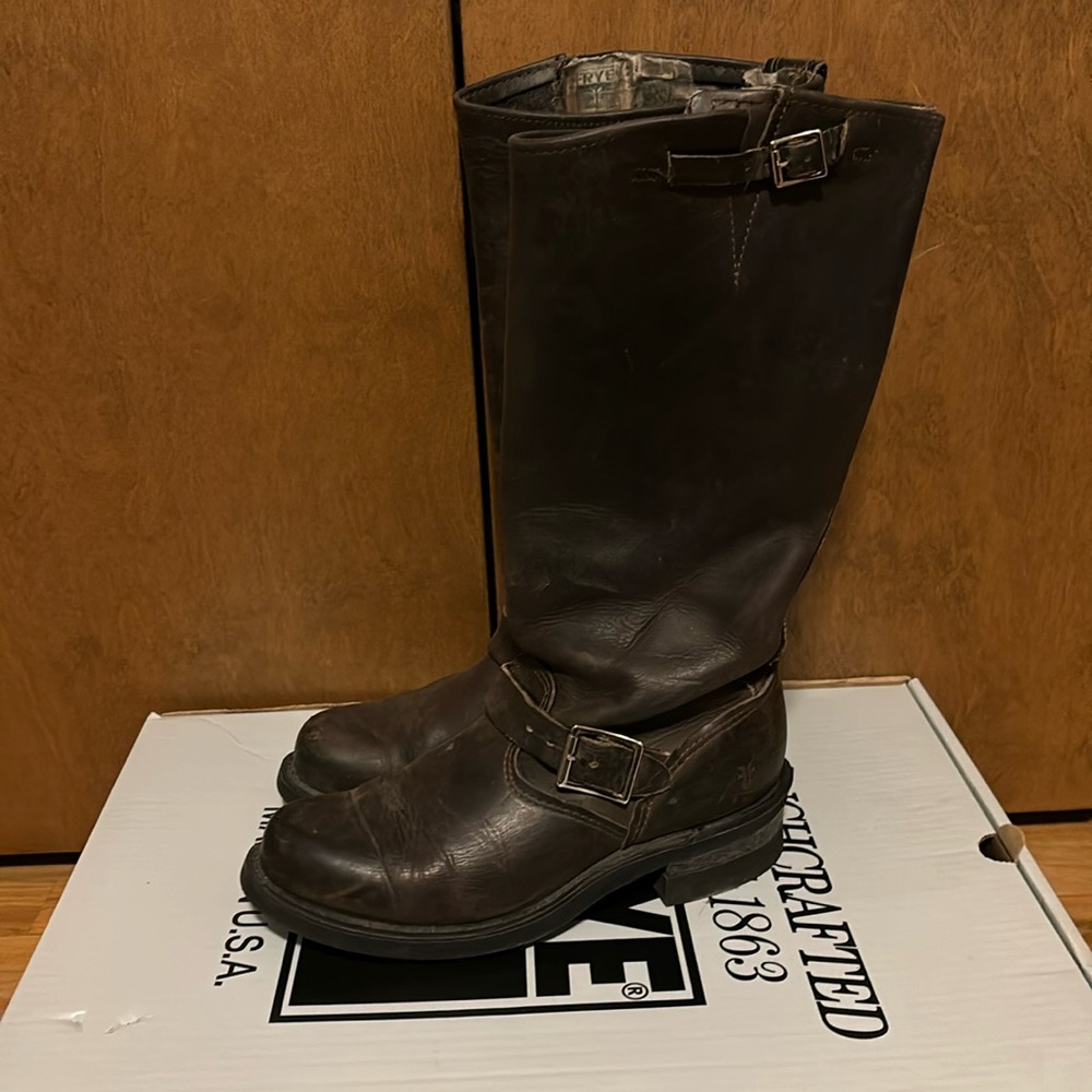 Frye Dark Brown Leather Engineer Boots